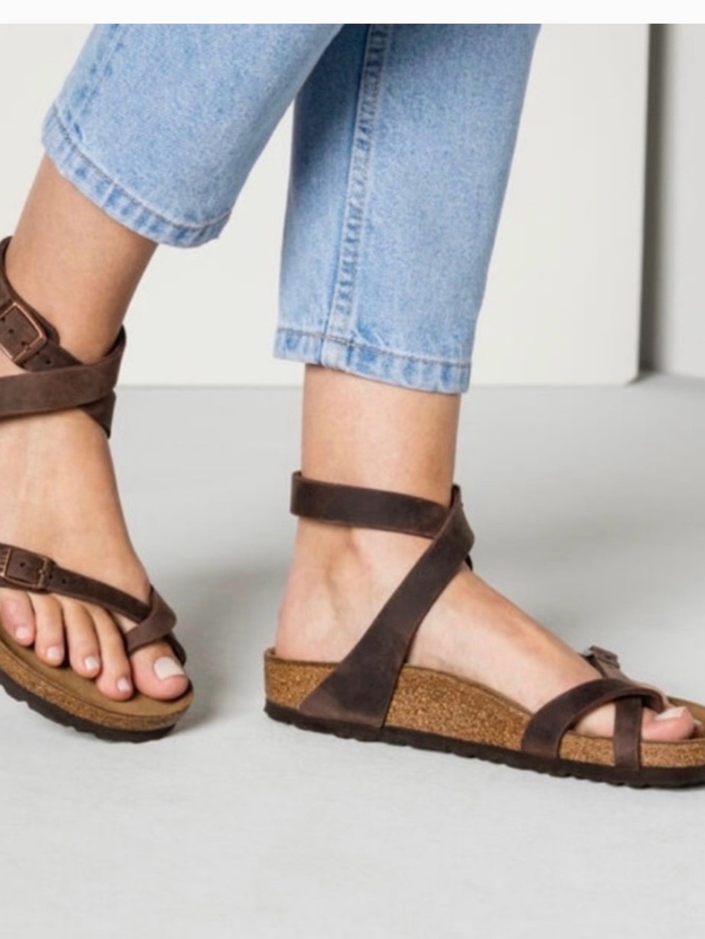 Birkenstock Brown Ankle-Strap Cork Sandals